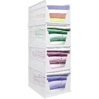 JEOBEST Schubladenbox Stapelbarer Kleiderschrank, Küche, Bad, (4 St, XL) Aufbewahrungsbox, Faltbare Schubladenboxen