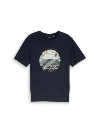 Tom Tailor - T-Shirt mit Fotoprint sky captain blue - Gr. - XL