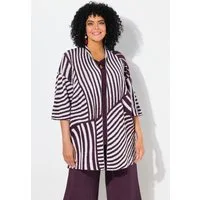Ulla Popken Strickjacke Strickjacke Jacquard-Feinstrick Stehkragen Halbarm
