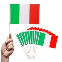 PHENO FLAGS Flagge Handfahne Italien Fähnchen Stockfahne Handflagge (10er Set zur Deko), Flaggen mit Stab
