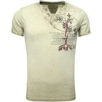 Key Largo T-Shirt T-Shirt Weapon Wappen Print Motiv vintage Look MT00733 V-Auschnitt bedruckt kurzarm slim fit