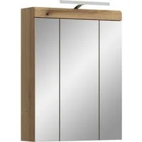 welltime Badezimmerspiegelschrank SIENA, Breite 60cm, inkl. Beleuchtung, 3 Spiegeltüren, 9 Fächer (Set, TOPSELLER) in verschiedenen Farben erhältlich, Badmöbel, Badschrank, Schrank, Bad
