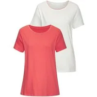 Vivance T-Shirt mit modischer Kontraststickerei (Packung, 2er-Pack) aus weicher Baumwoll-Qualität