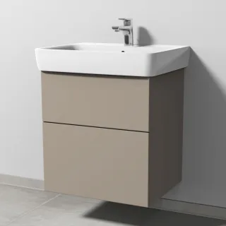 Sanipa 3way Waschtischunterbau zu Geberit Renova Plan Waschtisch mit 2 Auszügen, Sandgrau-Matt SF87567