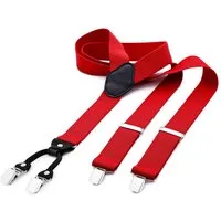 DonDon Hosenträger DonDon® Herren Hosenträger breit 4 Clips mit Leder in Y-Form elastisch (1-St) Y-Form, verstellbar mit Clipverschluß, elastisch