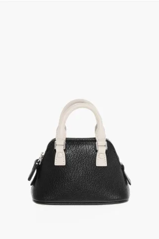MM11 Zweifarbige 5AC Minitasche aus Leder in Schwarz und Weiß