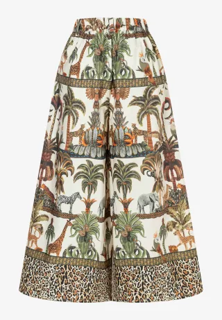 MORE & MORE - Weite Hose mit Jungle-Print weiß - Gr. - 34