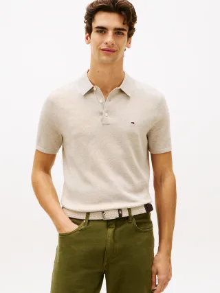 ESSENTIAL COTTON KNITTED POLO Sandalwood Heather - Gr. - XXL