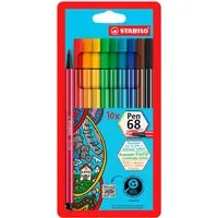STABILO Filzstift Premium-Filzstift - STABILO Pen 68 - 10er Pack - 10 Farben, Made in Germany