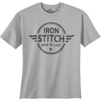 Iron Stitch Print-Shirt Iron Stitch Übergrößen T-Shirt grau Logoprint