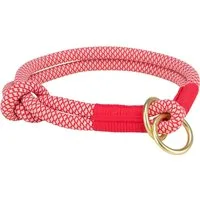 TRIXIE Hunde-Halsband Soft Rope Zug-Stopp-Halsband - rot/creme - 45 cm/ø 10 mm, Tau