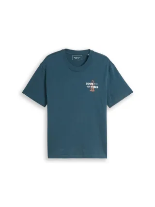 TOM TAILOR Denim - Relaxed Fit T-Shirt mit Rückenprint grün - Gr. - L