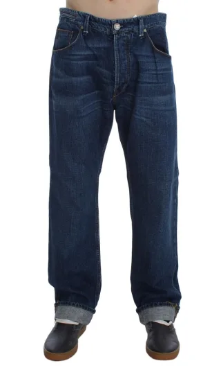 Acht - Jean ample en coton bleu délavé pour homme