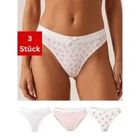Elegant Love Tanga Tangaslips für Damen – Bequeme Unterhosen, Brasilslips (Set, 3-St., 3er Pack) Unterwäsche mit Rippenstruktur – Komfortabel für Alltag