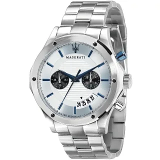 Maserati Circuito Chronograph Herrenuhr - Silbernes Zifferblatt & Edelstahlarmband