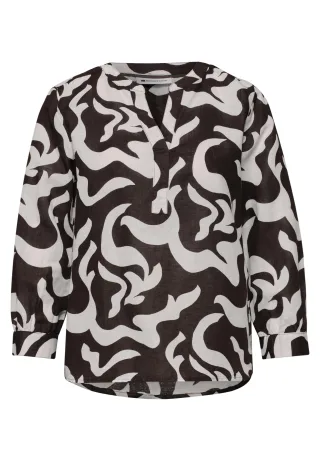 Street One - Bluse mit Split Neck aus Leinenmix espresso brown - Gr. - 38