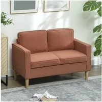 HOMCOM 2-Sitzer Modern Polstersofa mit 2 Wurfkissen Stauraum Massivholzfüßen, Couch 1 Teile, aus Corduroy für Wohnzimmer, Schlafzimmer, Orange 117 x 63 x 79 cm