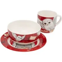 United Labels® Frühstücks-Geschirrset Harry Potter - Hedwig Eule - 3-teilig, 1 Personen, Porzellan