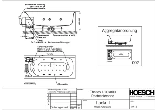 Hoesch Whirlwanne Thasos Rechteck 1800x800  3741Z.010305002