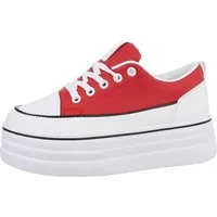 Ital-Design Damen Low-Top Freizeit Sneaker Flach Sneakers Low in Rot