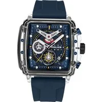 Police Chronograph Police Herrenuhr Silikon dunkelblau, (Chronograph), Herrenuhr quadratisch, groß (ca. 48mm) Silikonarmband, Fashion-Style