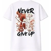 Banco T-Shirt Herren Teddy Never Give Up Shirt Print (Einzelartikel) Hochwertiger "Never Give Up" Grafik-Print auf der Rückseite