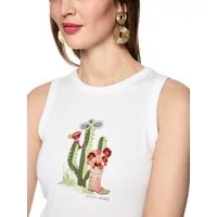 Marc Cain Ripptanktop Dessert Fiesta Premium Damenmode mit Kaktus-Print