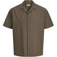 Jack & Jones Kurzarmhemd Summer Linen Blend Resort Shirt mit dezentem Strukturmuster