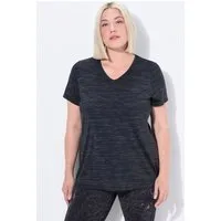 Ulla Popken T-Shirt Funktionsshirt Mesheinsätze V-Ausschnitt Halbarm