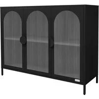 ML-DESIGN Vitrine Buffet Küchenschrank Vitrinenschrank Stahl Standvitrine mit Stauraum Wohnzimmer Sideboard Standschrank Metall Aktenschrank Bücherschrank