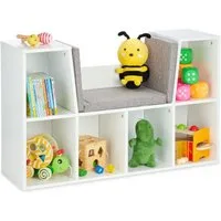 relaxdays Kinderregal Bücherregal mit Sitzkissen