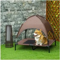 PawHut Tierbett Hundeliege mit Baldachin, Netzstoff, für Garten, Balkon, Kaffee