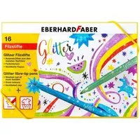 Eberhard Faber Filzstift Glitzer Filzstifte Fasermaler in Aufbewahrungsbox, (16-tlg), Ideal zum Schulanfang