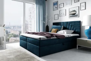 Boxspringbett Schlafzimmerbett 160x220cm LAZARO Nr.4 Blau inkl. Bettkasten