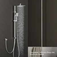 HOMELODY Duschsystem Chrom Regendusche Duschset ohne Armatur Ohne zusätzliches Bohren, 2 Strahlart(en), Regendusche Duschset mit Überkopfbrause Handbrause,Messing