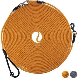 Floxik Schleppleine für Hunde - Tauleine mit Abnehmbarer Handschlaufe orange XL