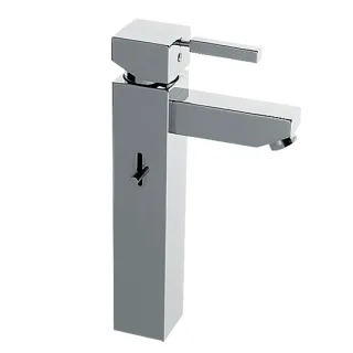 KAJA-Aquadrat Einhebel-Waschtischbatterie, erhöhter Auslauf 210mm, Zugst .-Ablaufgarnitur , chrom 58040-C