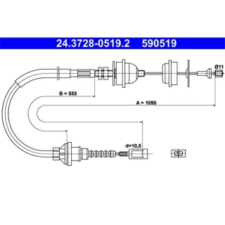 ATE Kupplungsseil Citroen Fiat Peugeot 24.3728-0519.2