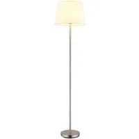 GLOBO LIGHTING Stehlampe JORIS, Nickelfarben, Weiß, Metall, Textilschirm, ohne Leuchtmittel, Ø 35 x H 151 cm