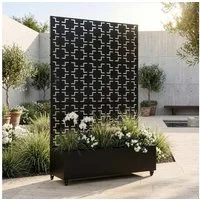casa.pro Blumenkasten, mit Trennwand »Aaskis« Metall 190 x 82 x 38 cm Schwarz