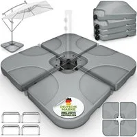 tillvex Sonnenschirm tillvex® Sonnenschirmständer 60L / 80kg Schirmständer Schirmgewicht, Schirmständer Ampelschirmständer wetterfest, inkl. Metallverbinder Schirmgewicht befüllbar, Sonnenschirmständer 60 Liter / 80 kg – 4-teilig für Ampelschirm