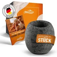 Alpenhauch Sauna-Aufgussset - Aromaschale [5x5 cm] aus Speckstein - handgefertigt, hitzebeständig (1-tlg) Massiver Speckstein, intensiver Dufer, für Mentholkristalle & Saunaöle