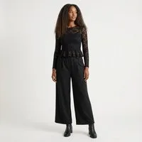 OriginalYou Culotte Stoffhose Damen Stretch Culotte Hose mit weitem Bein Middle Waist, mit elastischem Bund