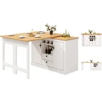 SeedWave Bartisch 360 Grad drehbarer Küchentisch mit Klappbarer Tischplatte, Stauraum, Erweitern auf 180 cm, Anrichte beinhaltet 3 Weinflaschfächer