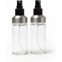 HAC24 Ölspender 2x Glas-Sprühflaschen Öl & Essig Zerstäuber Spray Ölsprüher, 150 ml mit Edelstahldeckel