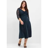 Sheego Etuikleid Abendkleid 3/4-Arm mit Oberteil aus floraler Spitze