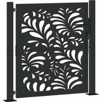 vidaXL Gartentor Gartentor Schwarz 100x100 cm Stahl Wellen-Design