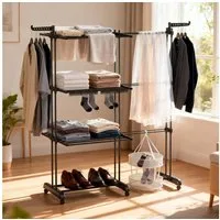 Huracan Wäscheständer Turm 2in1 Klappbar, Wäscheturm, Turmwäscheständer Hoch, Flügelwäscheständer Clothes, 3 Etagen