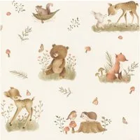 Rasch Vliestapete 321104 - Kinderzimmer-Tapete mit Waldtieren in Beige und Braun, strukturiert, gemustert, (1 St), Waldtiere