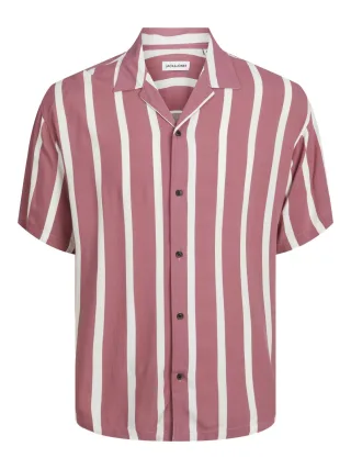 JACK&JONES - JJJEFF RESORT STRIPE SHIRT SS RELAXED mesa rose - Gr. - L